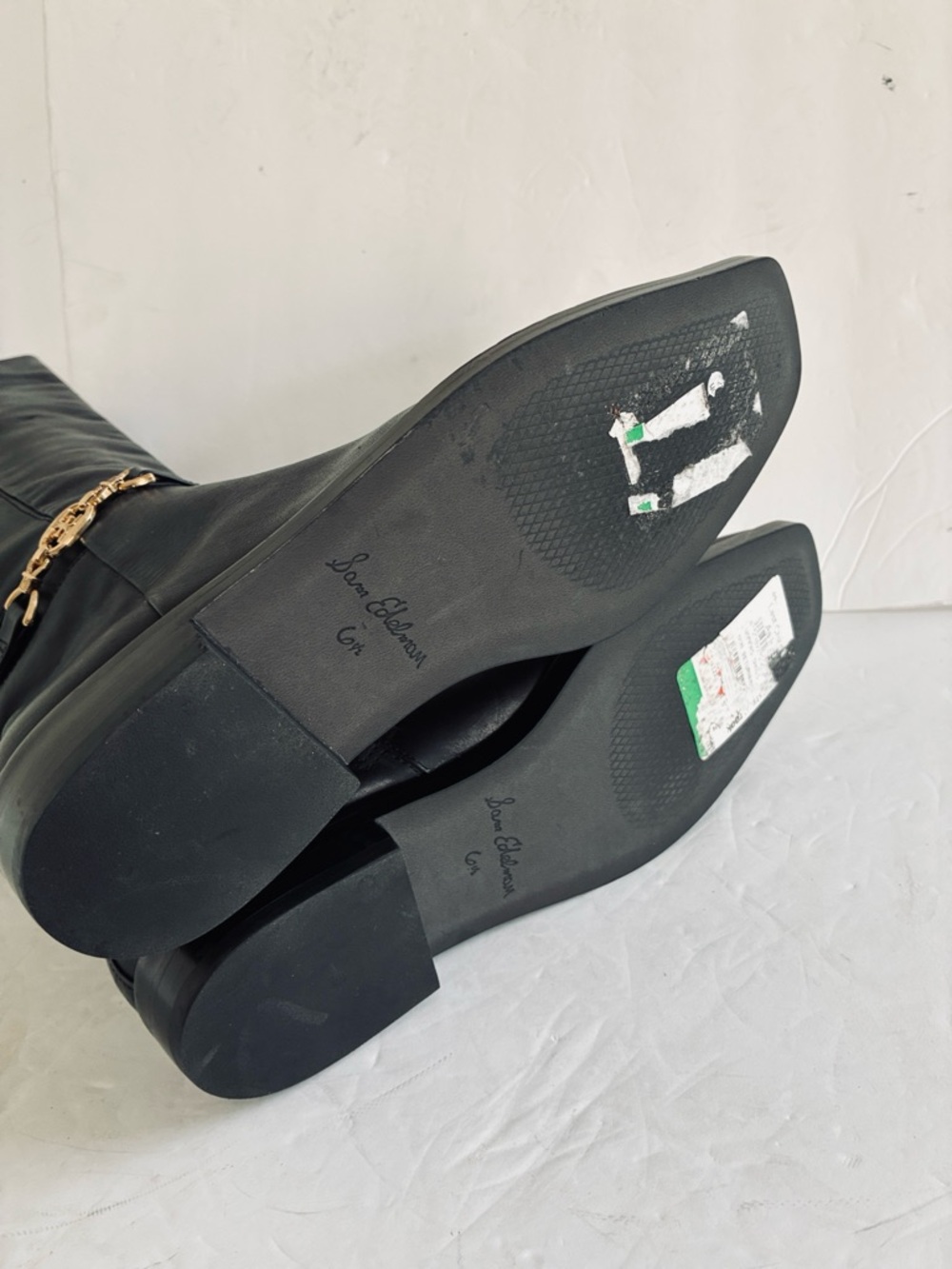 SAM EDELMAN $229 Clive Black Tall Leather Riding Boots Gold Accent Size 6.5 NEW - Picture 13 of 13